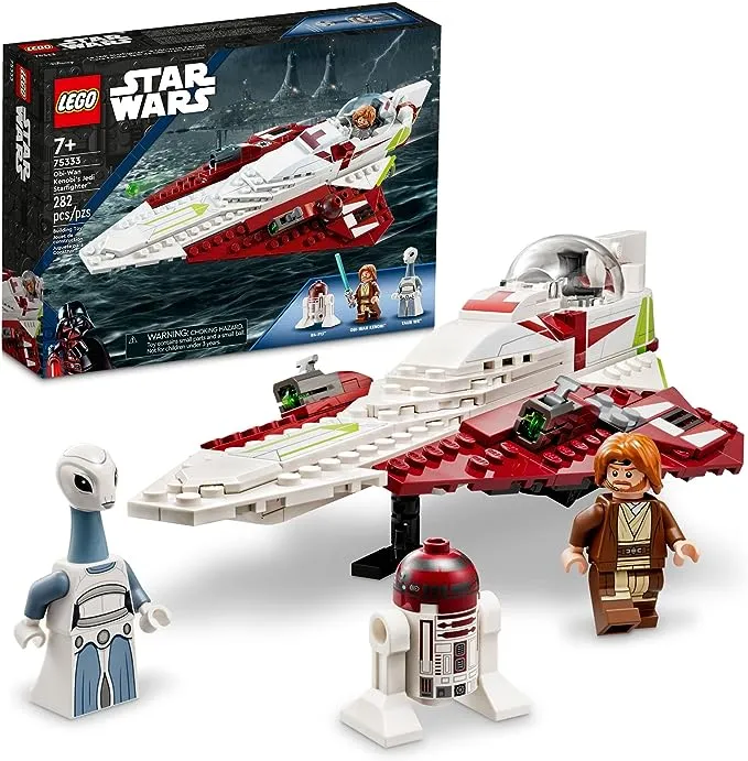 LEGO Star Wars Obi-Wan Kenobi’s Jedi Starfighter 75333, Buildable Toy with Taun We Minifigure, Droid Figure and Lightsaber, Attack of the Clones Set