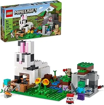 LEGO Minecraft The Rabbit Ranch House Farm Set, 21181 Animals Toy for Kids, Boys and Girls Age 8 Plus with Tamer and Zombie Figures