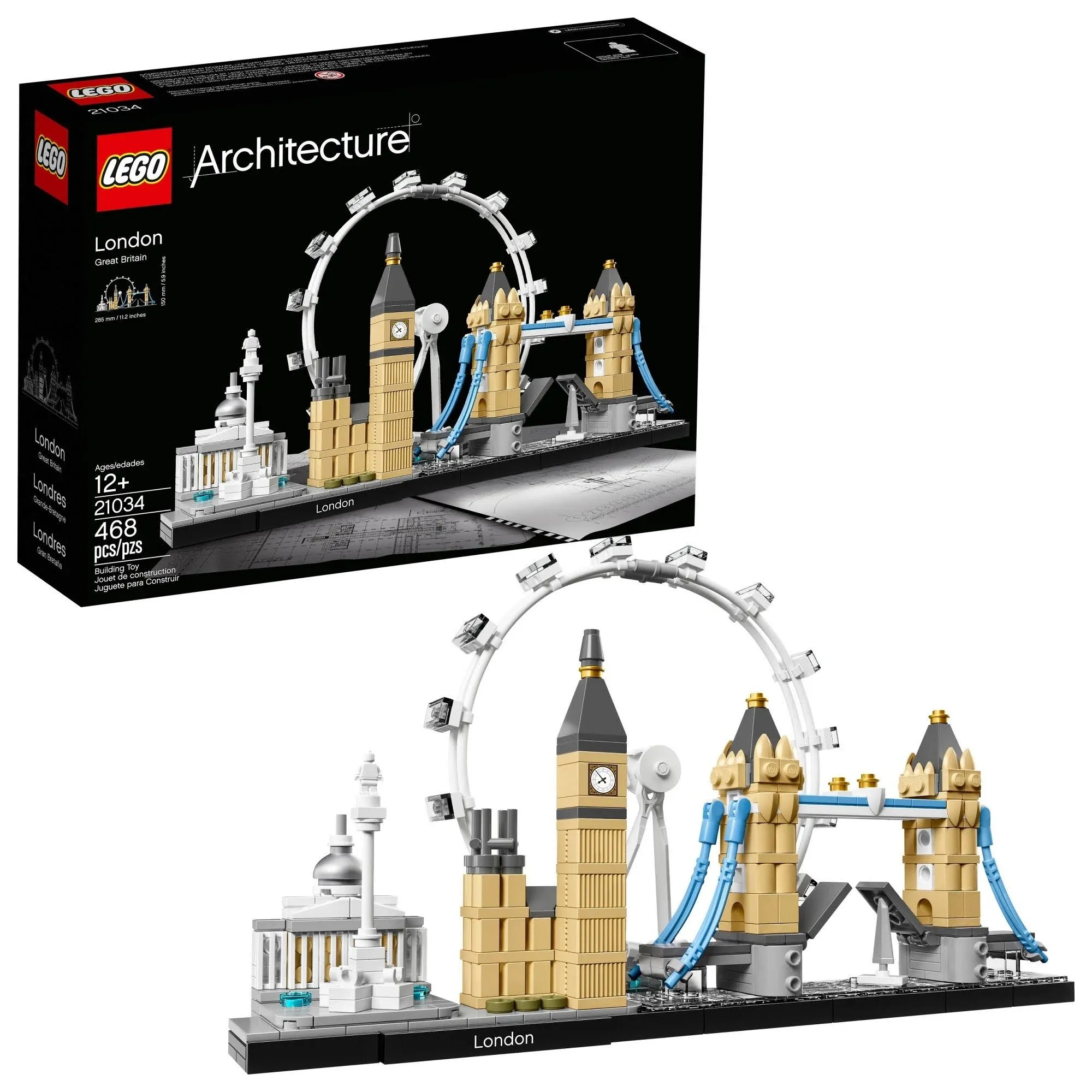 LEGO Architecture London Skyline 21034 Collectible Model Building Kit with London Eye, Big Ben, and Tower Bridge, Office Home Décor, Skyline Collection